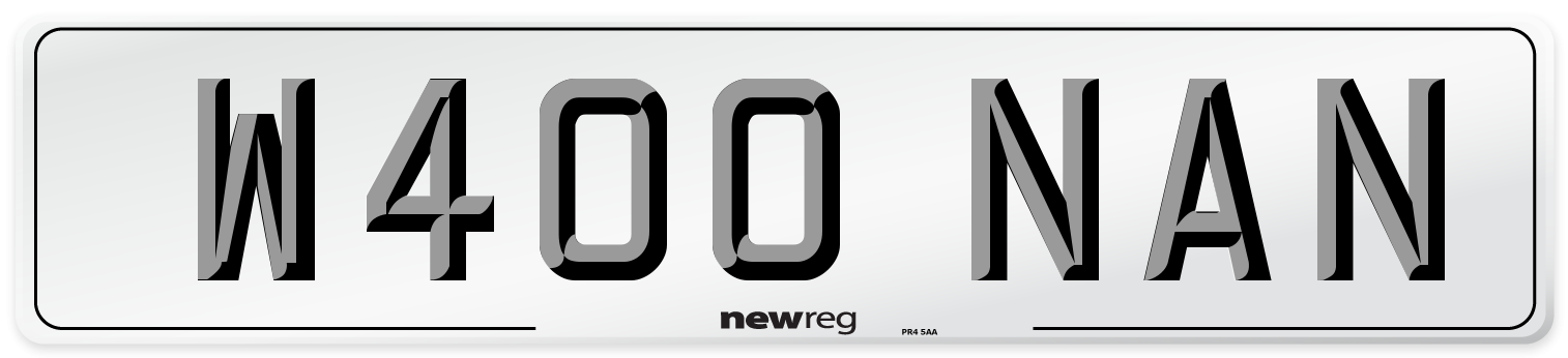 W400 NAN Number Plate from New Reg